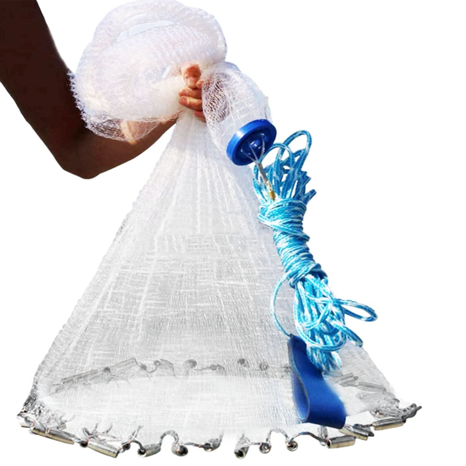 2 Opciones de Tamaño, Radio de 6FT u 8FT, Red de Pesca Para Lanzar, Regalo Ideal Para el Día del Padre, Trampa de Cebo, Fácil de Lanzar, Red de Mano Resistente Con Plomos de Cadena en la Base — imagen 1