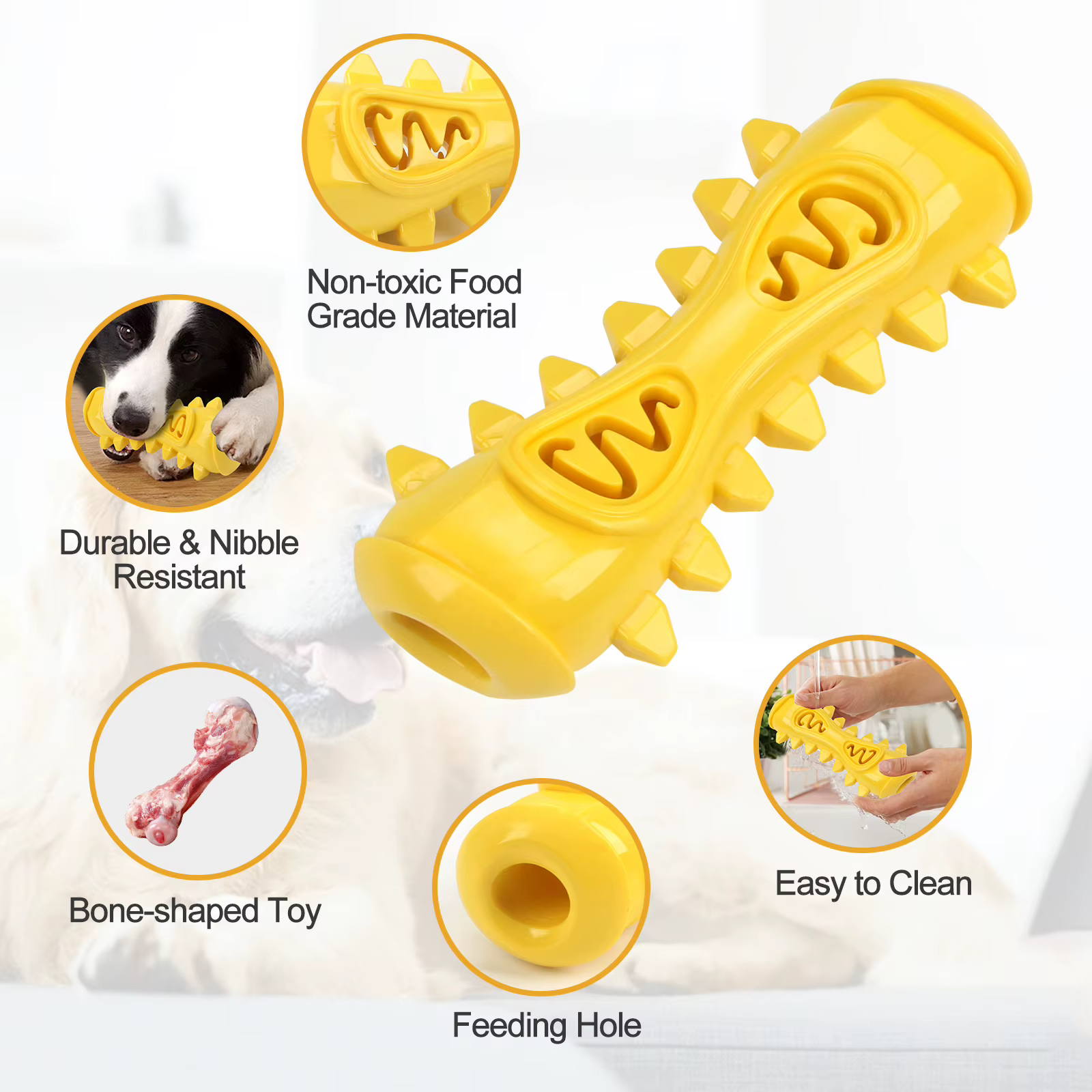 Bone shape Dog Chewing Toys Teeth Grinding Toys Food Leaker Teeth Cleaning Bite-resistance Interactive Training Pet Supplies — image 3