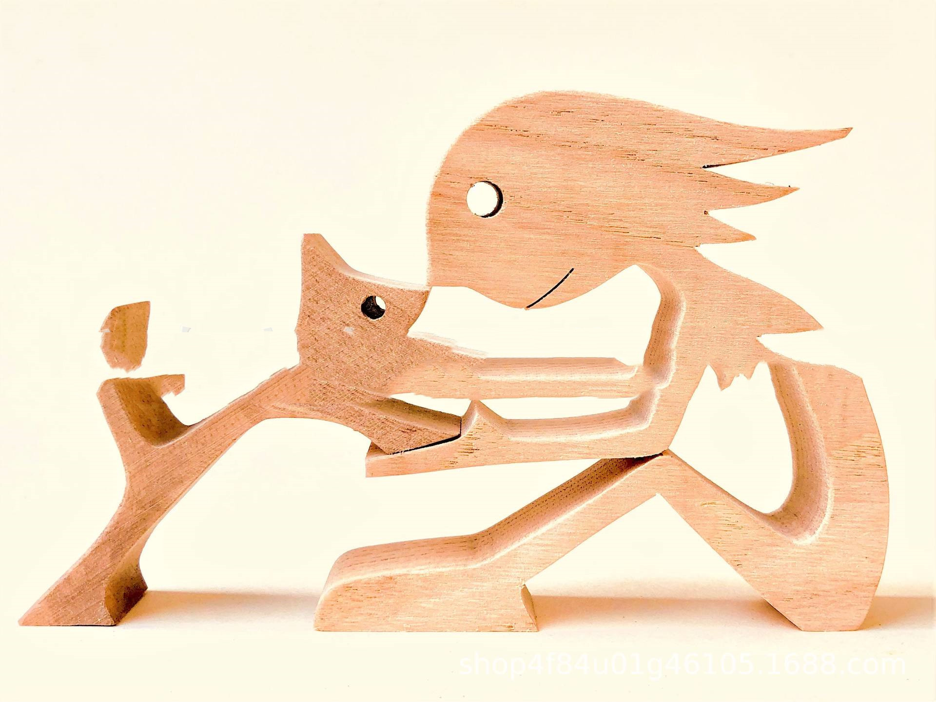 Escultura de Madera para Decoración de Hogar con Perro y Dueño - Regalo de Navidad para Amantes de los Animales — imagen 17
