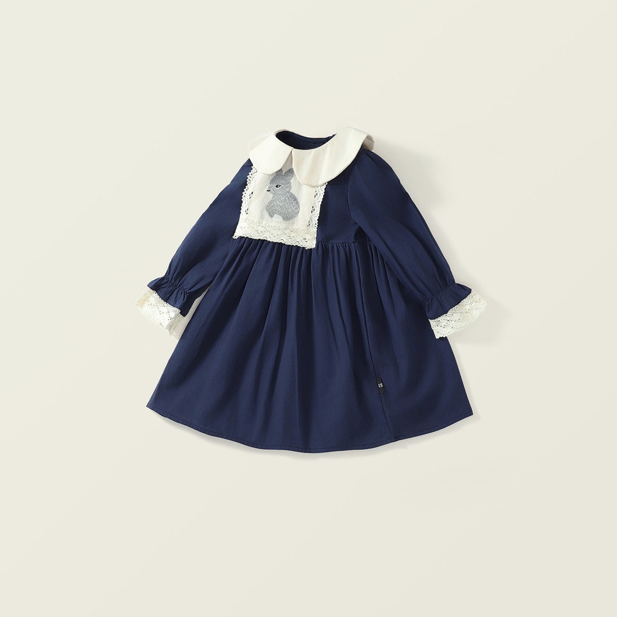 Children's Dress Peter Pan Collar Rabbit Embroidery Long Sleeve — image 2