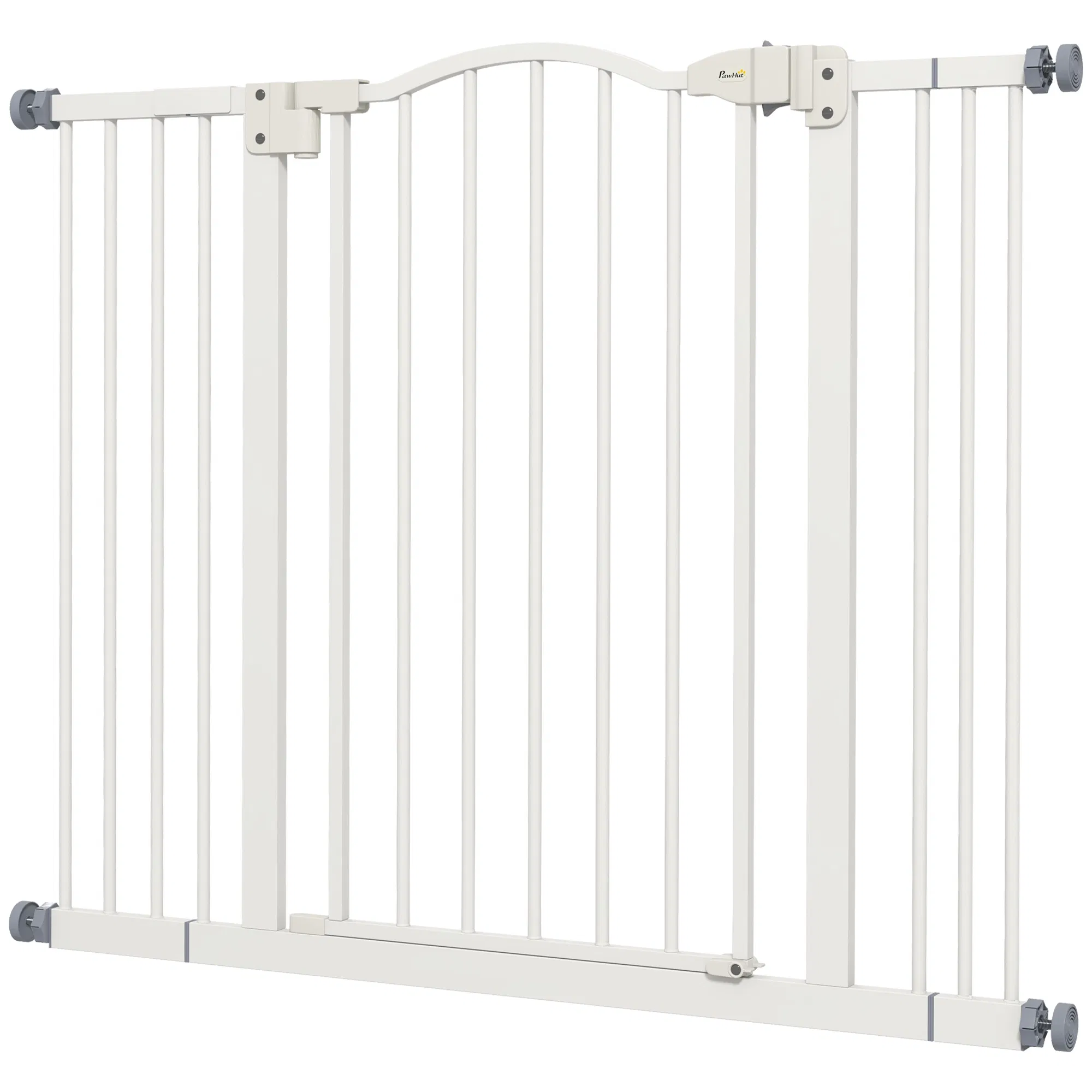 Extra Tall Dog Gate with Door, Pressure Fit, Auto Close, Double Locking for Doorways Hallways Stairs, 29"-39", White — image 1