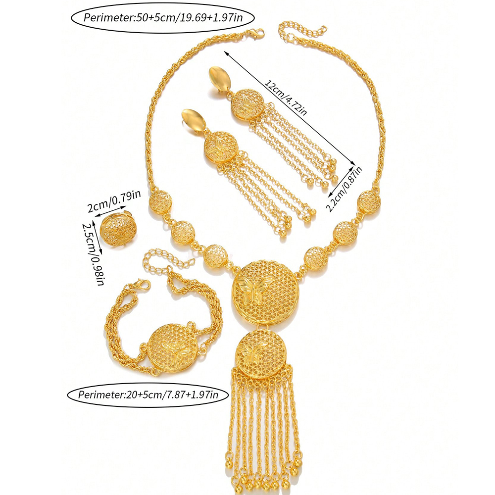 Set de Joyería Elegante y Deslumbrante de Mariposa Estilo Medio Oriente, Decoración de Boda, Collar, Aretes, Pulseras y Anillo Para Mujer — imagen 2