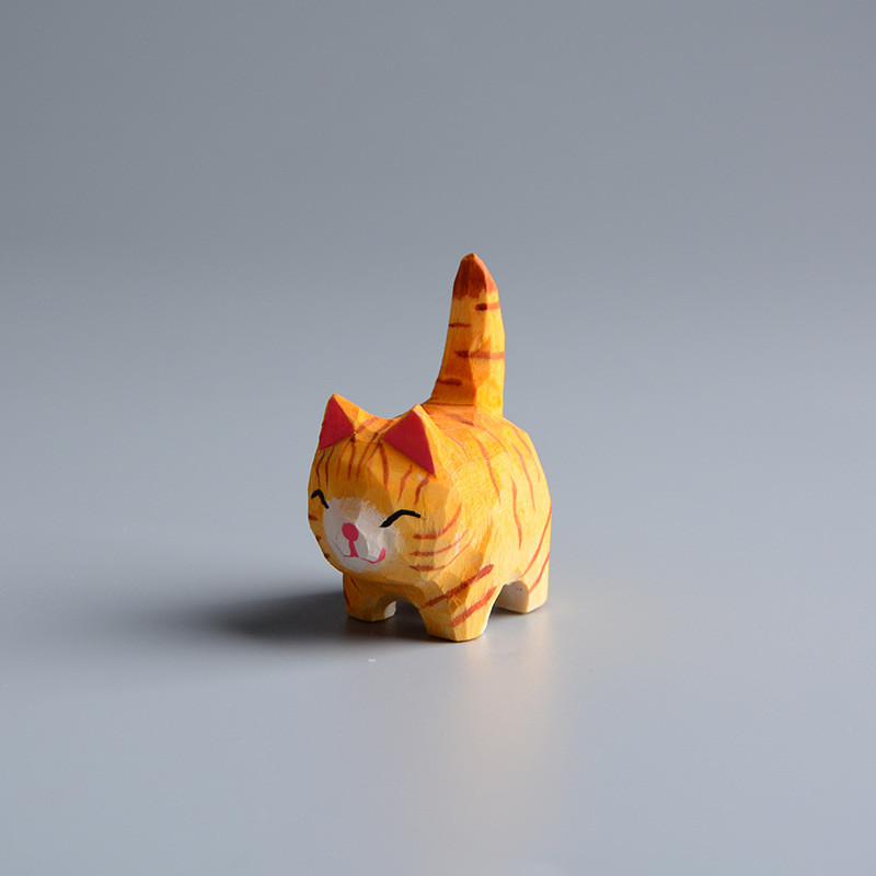 Creative Wooden Cat Trinkets Crafts Handmade Wood Carving — image 25