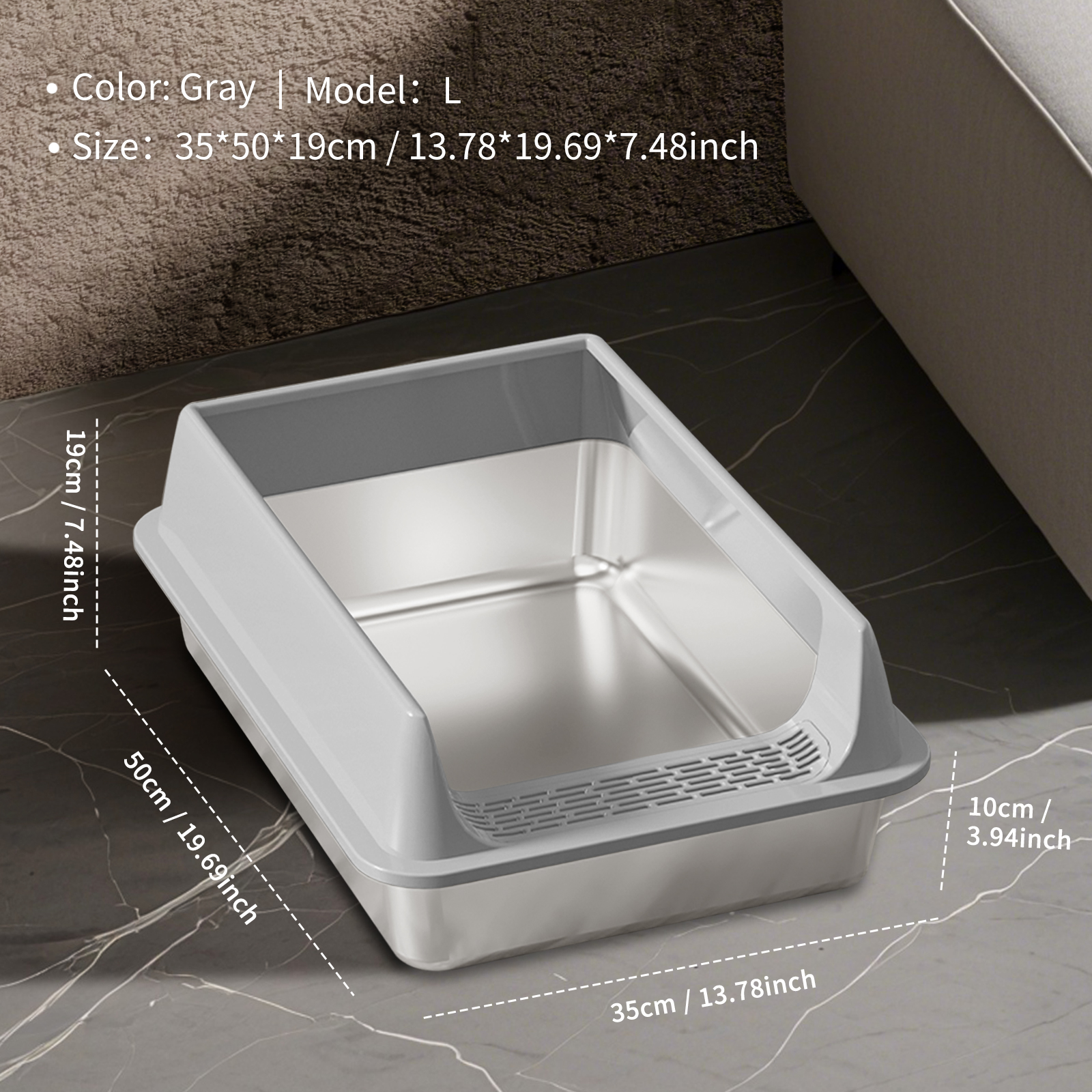 Solo Recogida en Tienda - Caja de Arena para Gatos de Acero Inoxidable — imagen 1