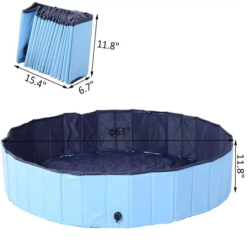 Foldable PVC Pet Swimming Pool Portable Dog Bath Tub With Drain Valve 160X30CM — image 5