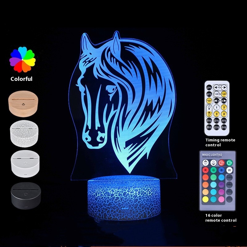 Horse Head Series Colorful Touch Remote Control 3D Table Lamp — image 1