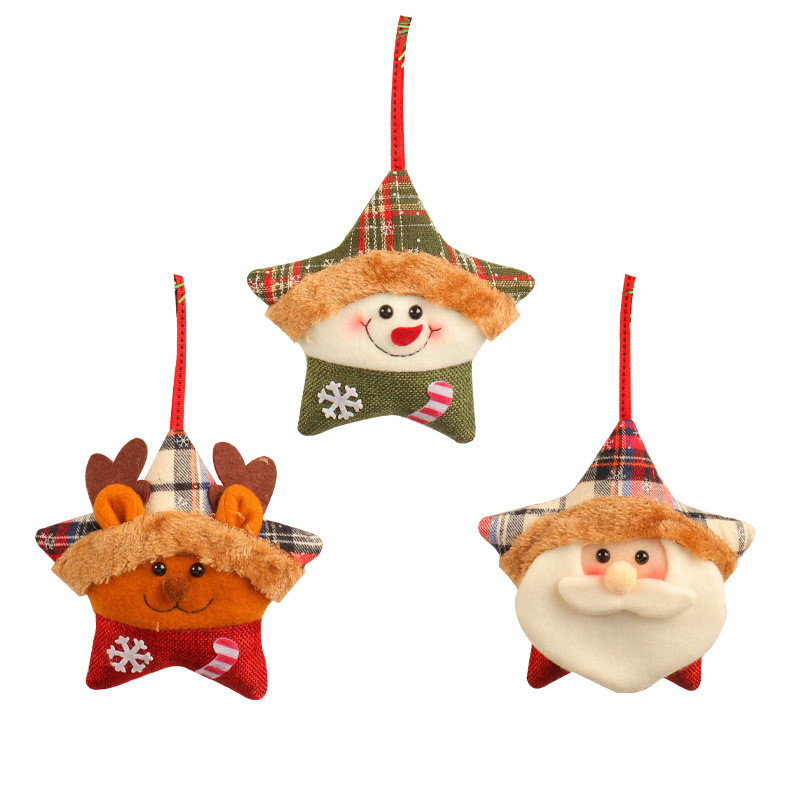 Santa Claus Elk Christmas Tree Decoration Creative Plush Christmas Five Star Doll Pendant — image 1