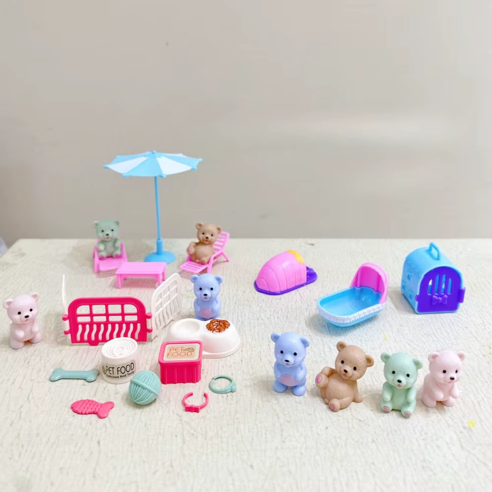 Children's Play House Toys with Teddy Bears Pet Bathrooms Scene Little Girls Family Pet Toys Gift for Kids — image 3