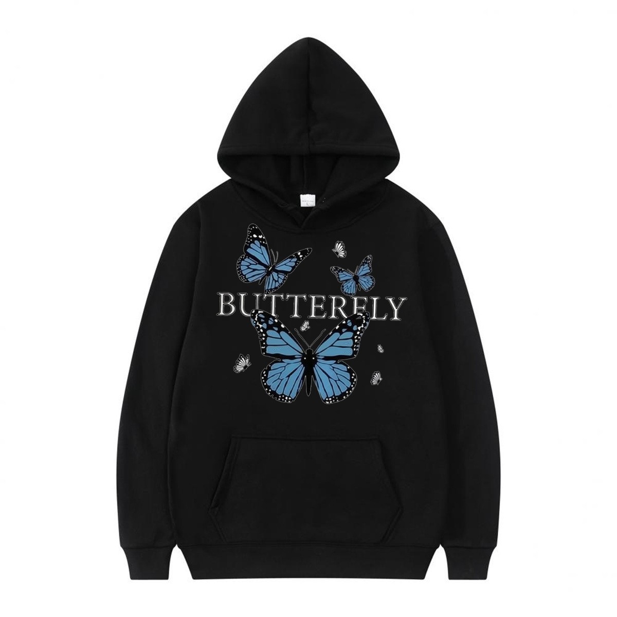 Hooded Sweatshirt with Butterfly Print Fun Pattern Casual Sporty Style — image 7