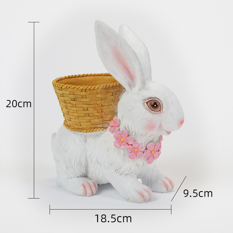 Outdoor Garden Cartoon Rabbit Bamboo Flower Pot — image 2