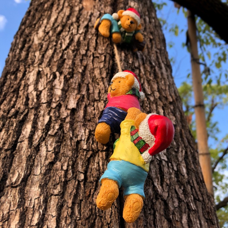 Christmas animal cartoon bear climbing rope decorations gifts outdoor pastoral courtyard crafts ornaments — image 3