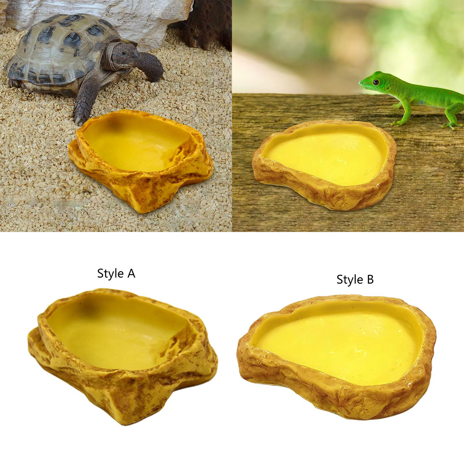Tanque de agua para reptiles decoración en resina para terrario recipiente de comida y agua para rana, tortuga, camaleón, tortuga terrestre, dragón barbudo — imagen 3