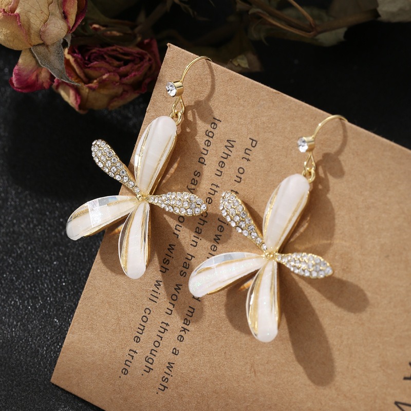 Copper plated genuine gold micro set zircon cat's eye earrings — image 4