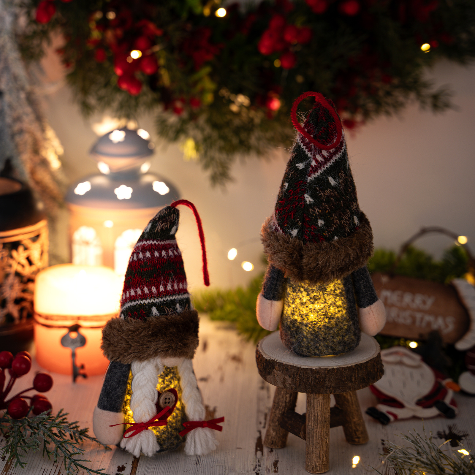 Christmas Decoration Rudolph Reindeer Ornament with Lights, Cartoon Elf LED Figure for Holiday Decor — image 6