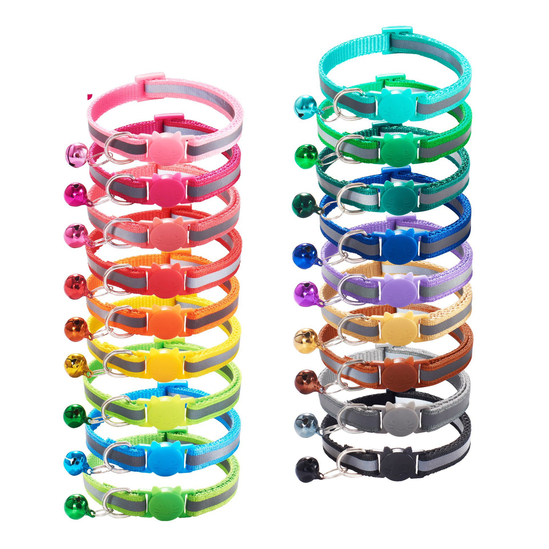 1.0 Colorful Reflective Cat Head Safety Clasp Collar Cat Collar Pet Cat Bell — image 1