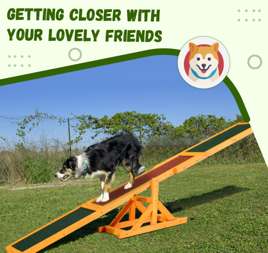Plataforma de equilibrio en madera para perros, equipo de entrenamiento y ejercicio, resistente al tiempo, 71L, natural — imagen 7