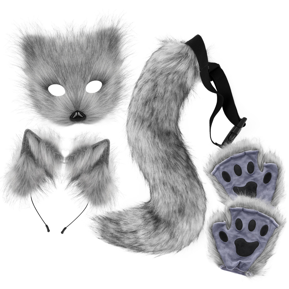 Halloween Plush Fox Mask Set with Faux Fox Ears Headband, Tail, Animal Paws and Cosplay Accessories — image 10