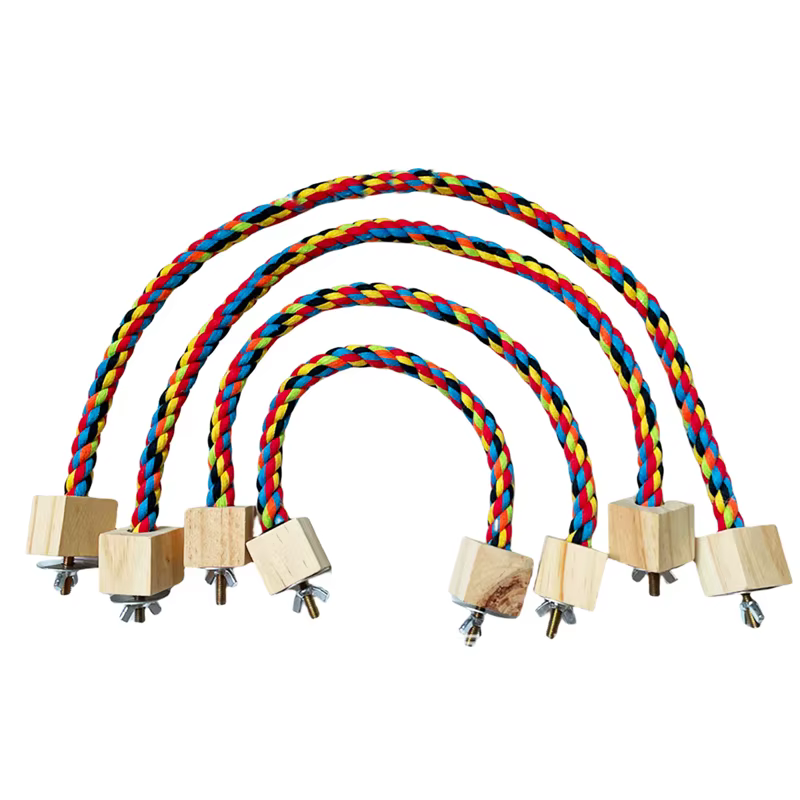 Juguetes de Mordida para Pájaros Parrotoys Juguetes de Cuerda Coloridos Resistente a Mordidas Accesorios de Climación para Pájaros Colgador Seguro para Voladores de Jaula — imagen 4