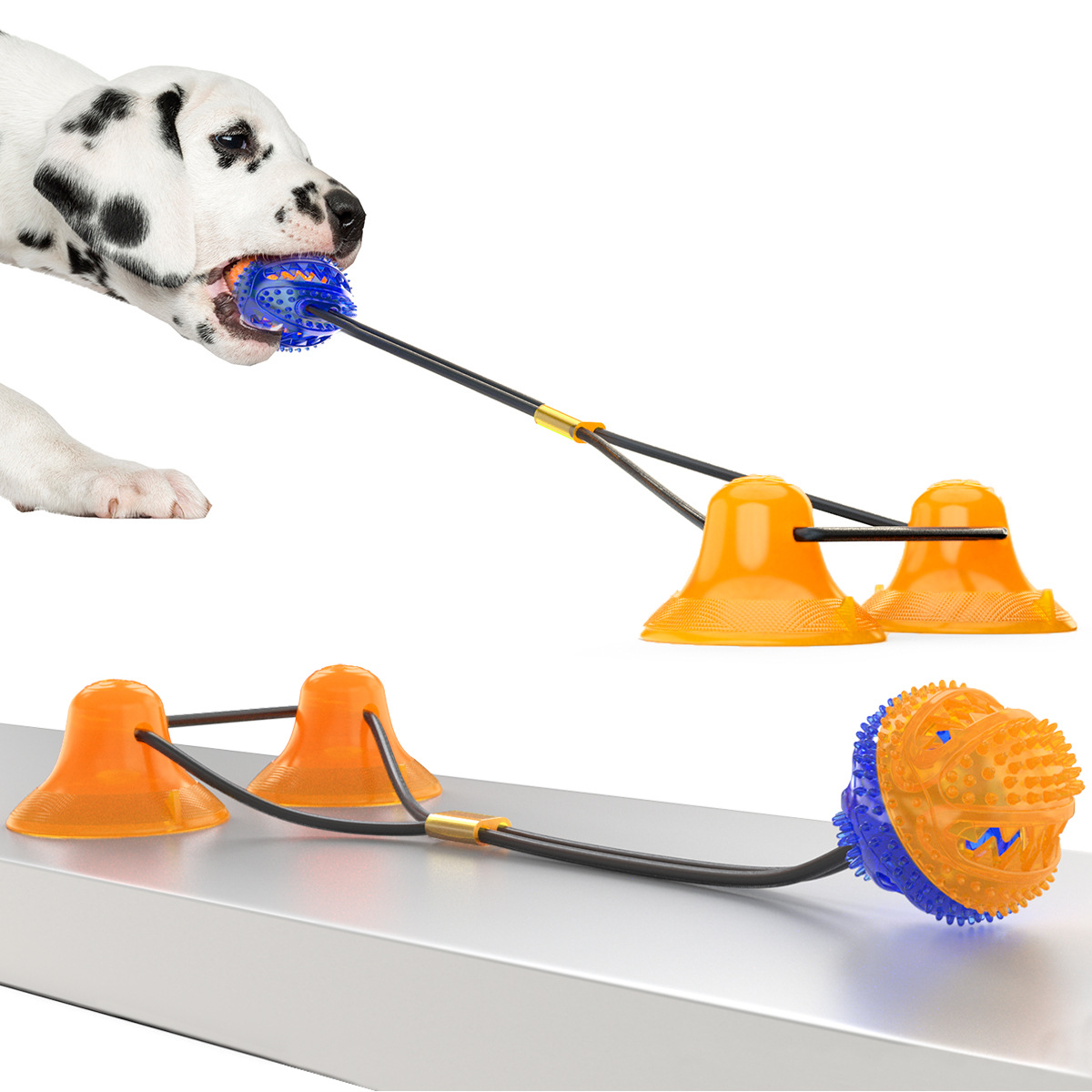 Dog Toy Double Suction Cup Pull Rope Molar Bite Leakage Resistant Food Ball Pet Products — image 2