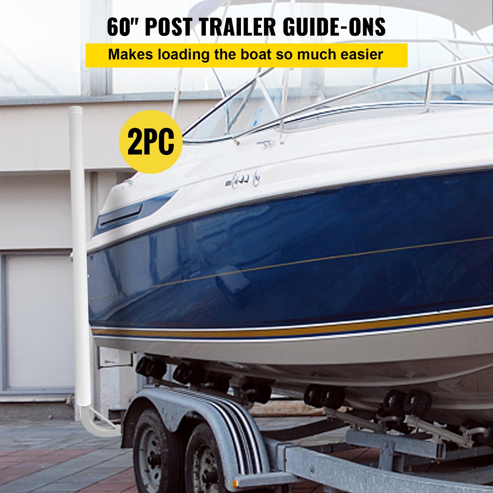 Guías de Barco para Remolque - 60", 2 Piezas de Acero con Cubiertas de PVC Blanco, Accesorios de Montaje Completos — imagen 4