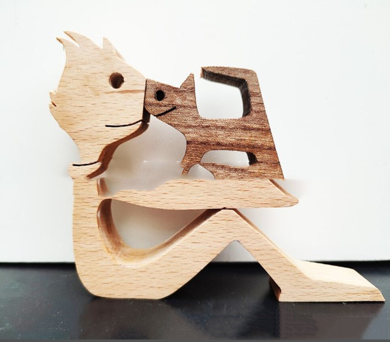 Escultura de Madera para Decoración de Hogar con Perro y Dueño - Regalo de Navidad para Amantes de los Animales — imagen 61