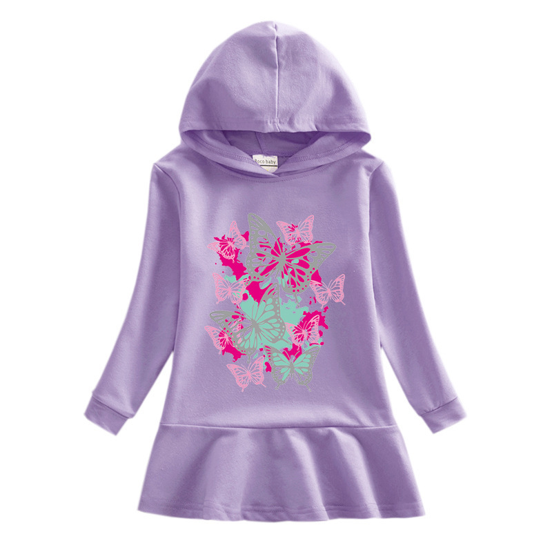 Girls' butterfly hooded sweatshirt dress — image 4