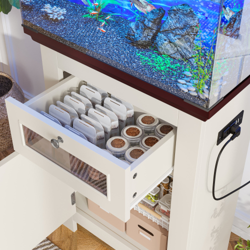 Mueble para Pecera de 10-15 Galones, Base para Acuario con Tomas de Corriente, Capacidad de 198LBS, Mesa para Pecera con Gabinete de Almacenamiento y Cajón, Mesa para Acuario o Terrario de Reptiles — imagen 6