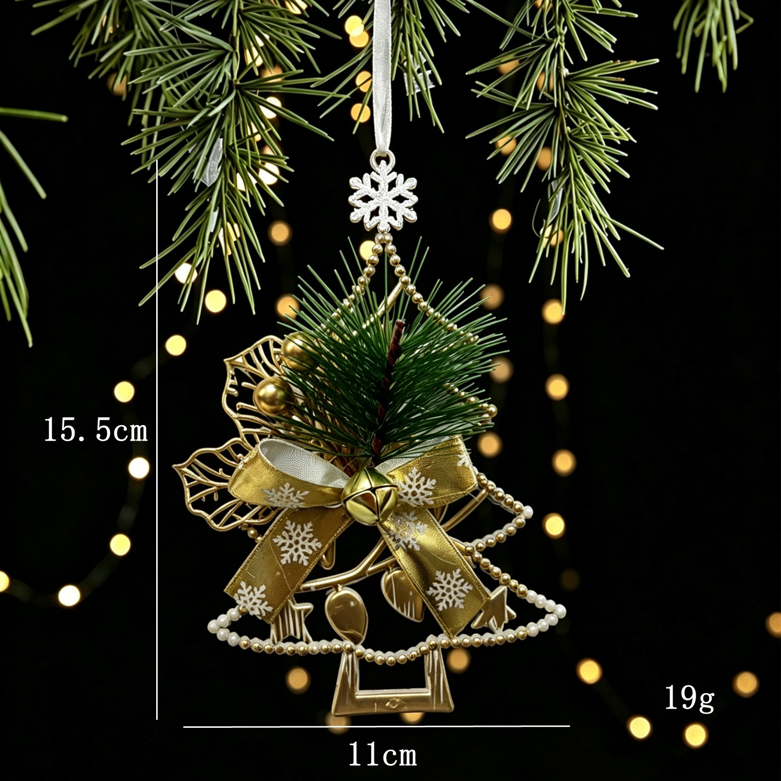 Christmas Tree Ornament White Gold Vintage Style Plastic Decoration Snowflake Reindeer Christmas Tree Decor — image 7