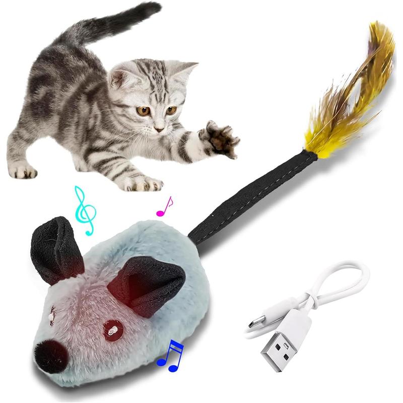 Raton Interactivo con Luces LED para Gatos de Interior, Recargable USB - Juguetes Interactivos con Sonidos y Movimiento Automático — imagen 1