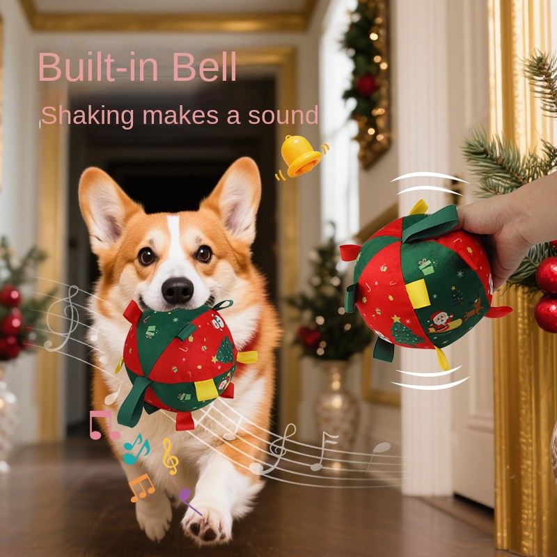 Christmas style dog toy ball outdoor sports ball self fun grinding plush ball small and medium-sized dog training pet toy — image 4