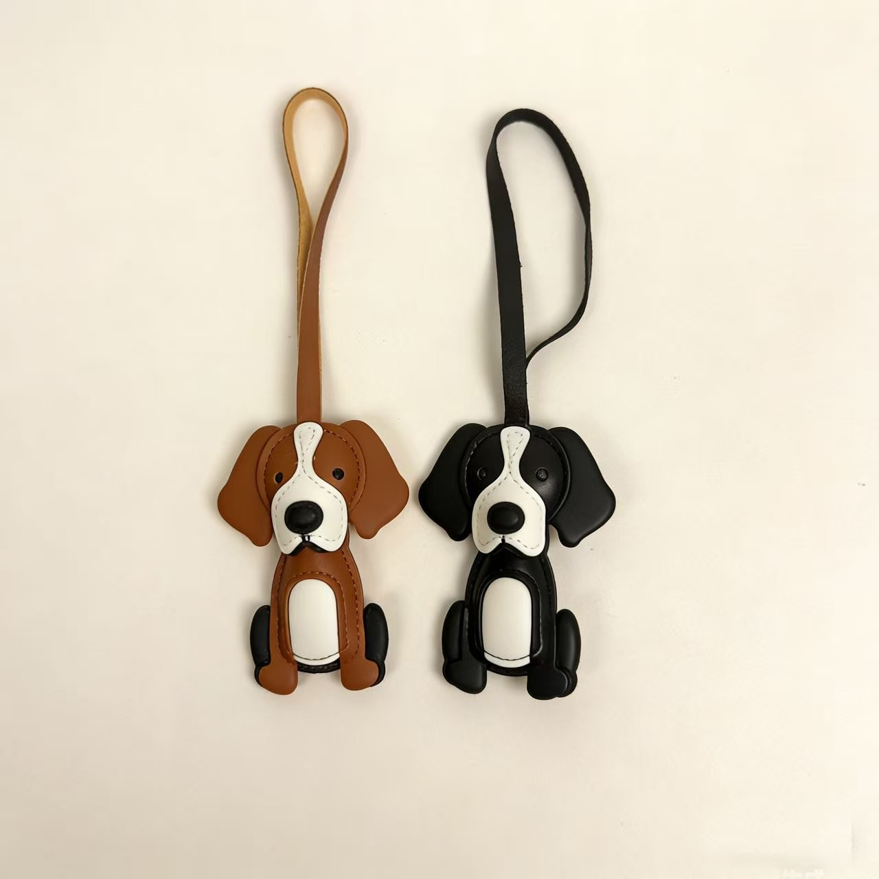 Cute Border Collie Dog Keychain Pendant Leather Car Bag Accessory Hanging Ornament Keyring — image 1