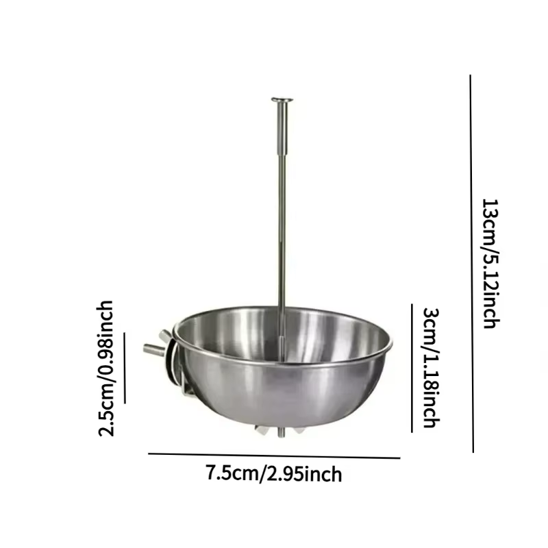 Stainless Steel Bird Fruit Fork & Vegetable Feeding Hook, Fruit Holder and Anti-Spill Food Bowl, Bird Cage Accessory for Parrots — image 2