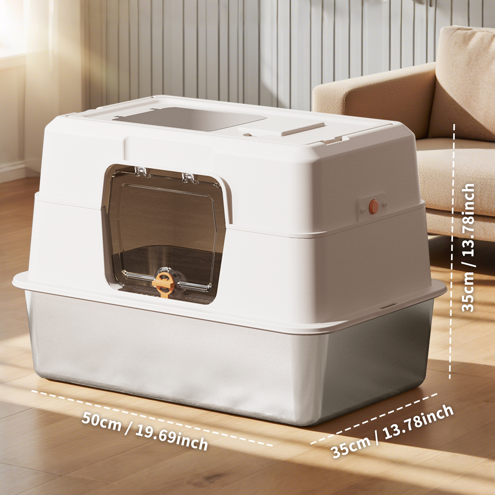 Fully Enclosed Stainless Steel Cat Litter Box — imagen 6