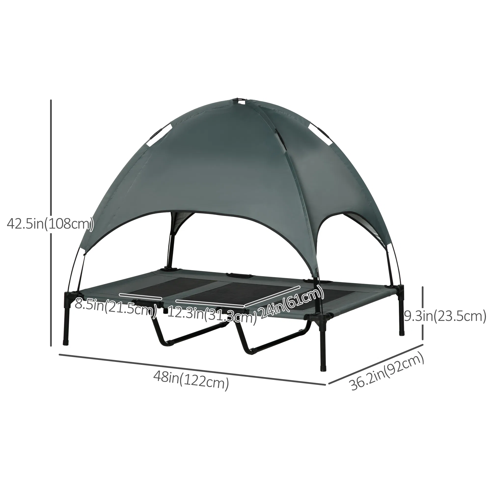 Elevated Dog Bed with Canopy, Portable Raised Dog Cot for XL Sized Dogs, Indoor & Outdoor, 48" x 36" x 43", Grey — image 5