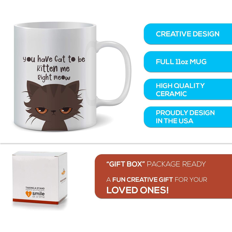 Taza de Café Divertida para Hombres y Mujeres - Tienes Gato que Debe Ser Un Gatito: Amantes de los Gatos Ríos en una Taza de Café y Té 325ml — imagen 2