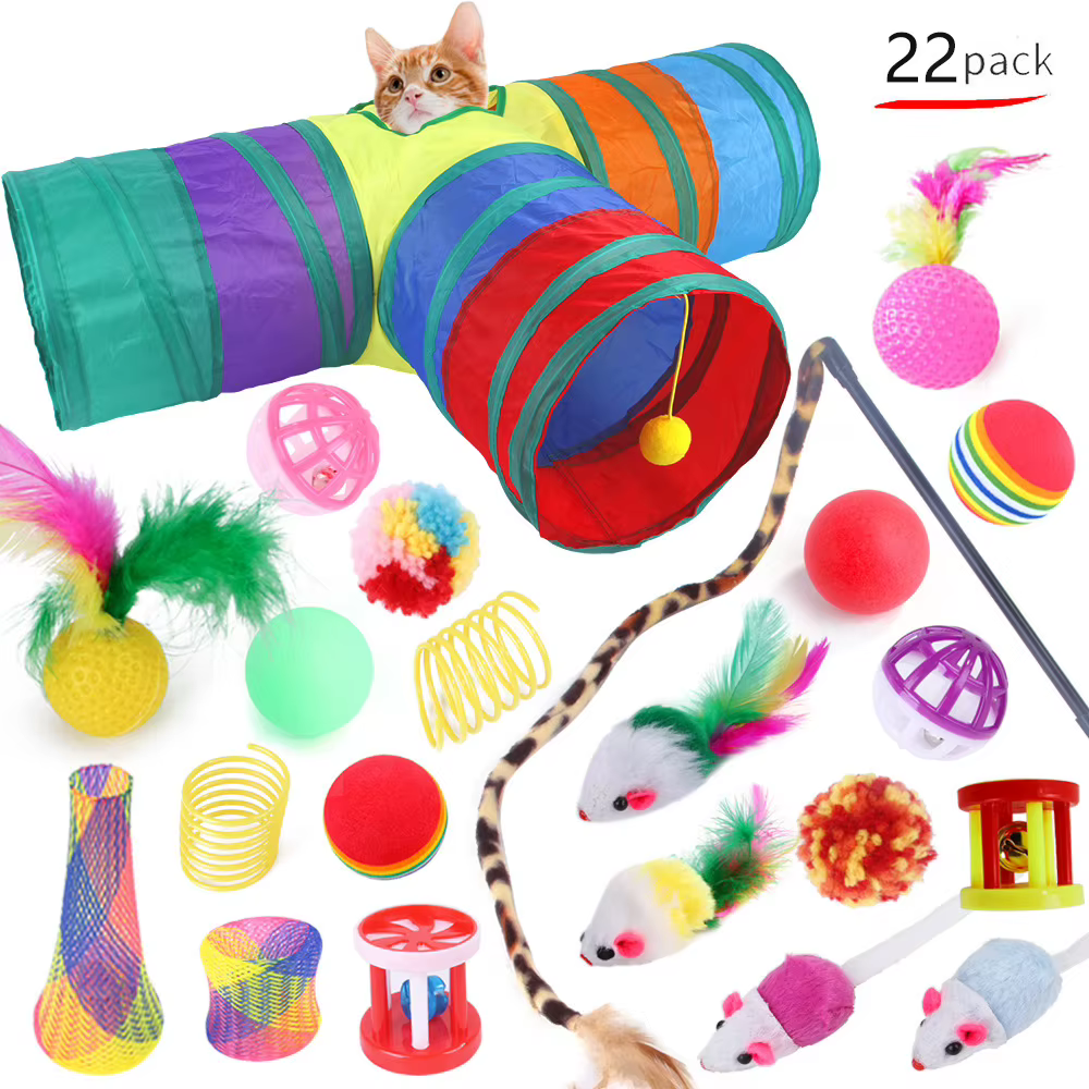 Set de 12-24 Piezas de Juguetes para Gatitos, Combinación Variada de Juguetes para Gatos, Varita Divertida, Ratón de Sisal, Cascabel, Pelota, Accesorios para Gatos — imagen 4