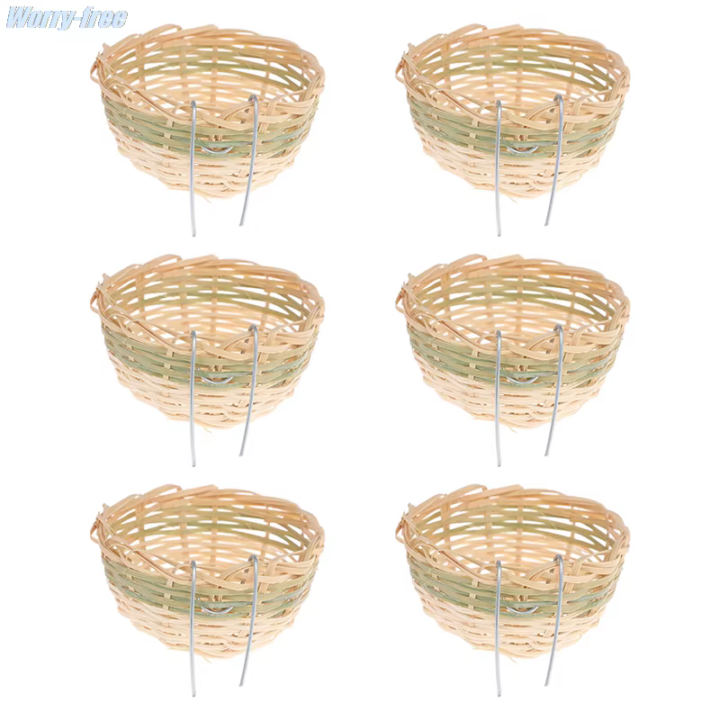 6 Piezas de Nidos de Bambú Hechos a Mano para Cría de Aves: Periquitos, Cacatúas Ninfa, Coníferos, Canarios, Pinzones, Agapornis y Loros Pequeños — imagen 2