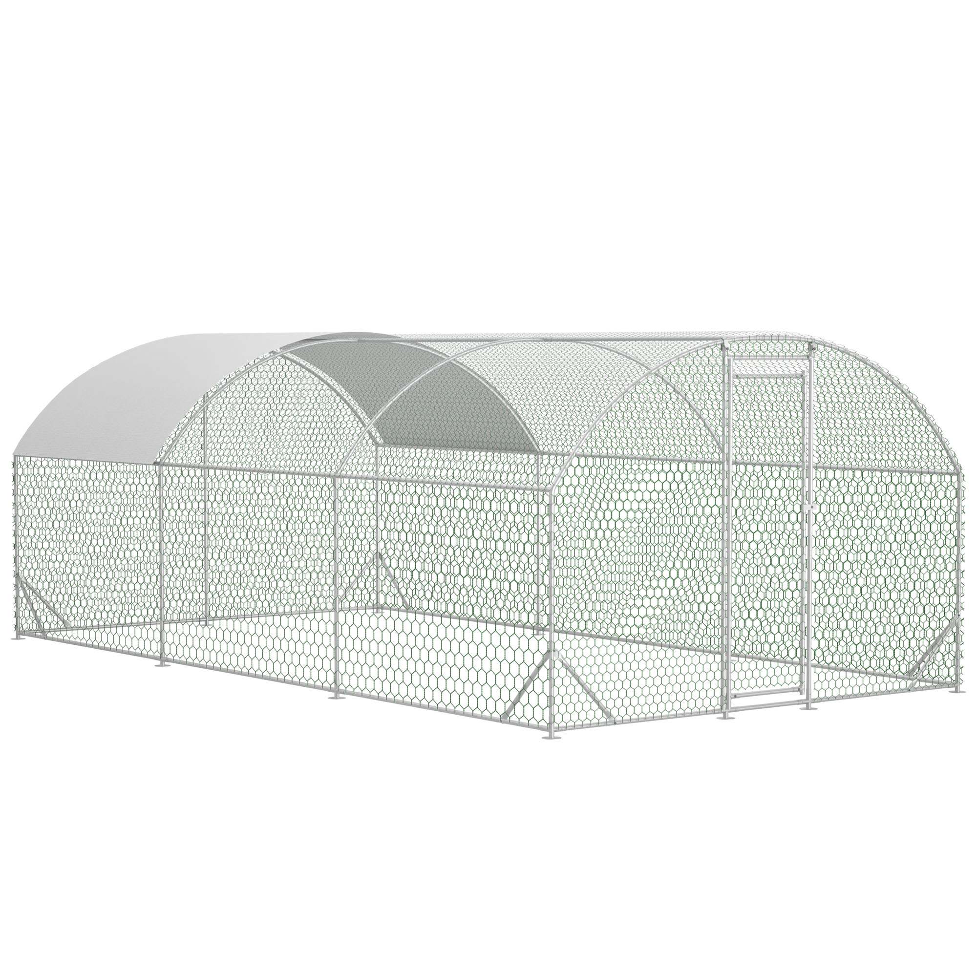 Large Chicken Coop Metal Chicken Run With Waterproof And Anti-UV Cover, Dome Shaped Walk-in Fence Cage Hen House For Outdoor And Yard Farm, 9.84 X 19.68 X 6.56 Ft — imagen 1