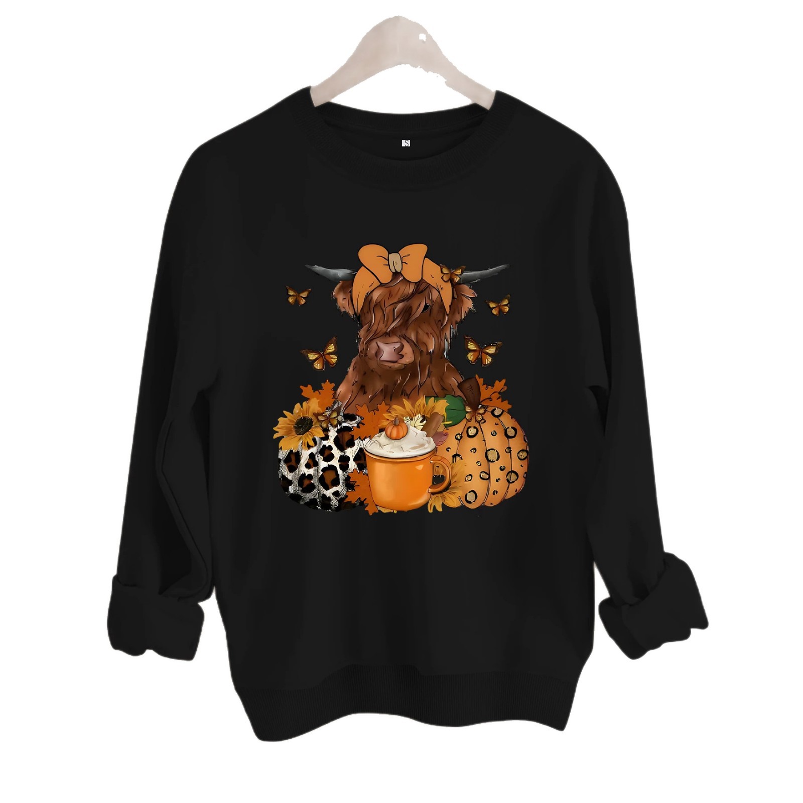 Highland cattle print round neck sportswear