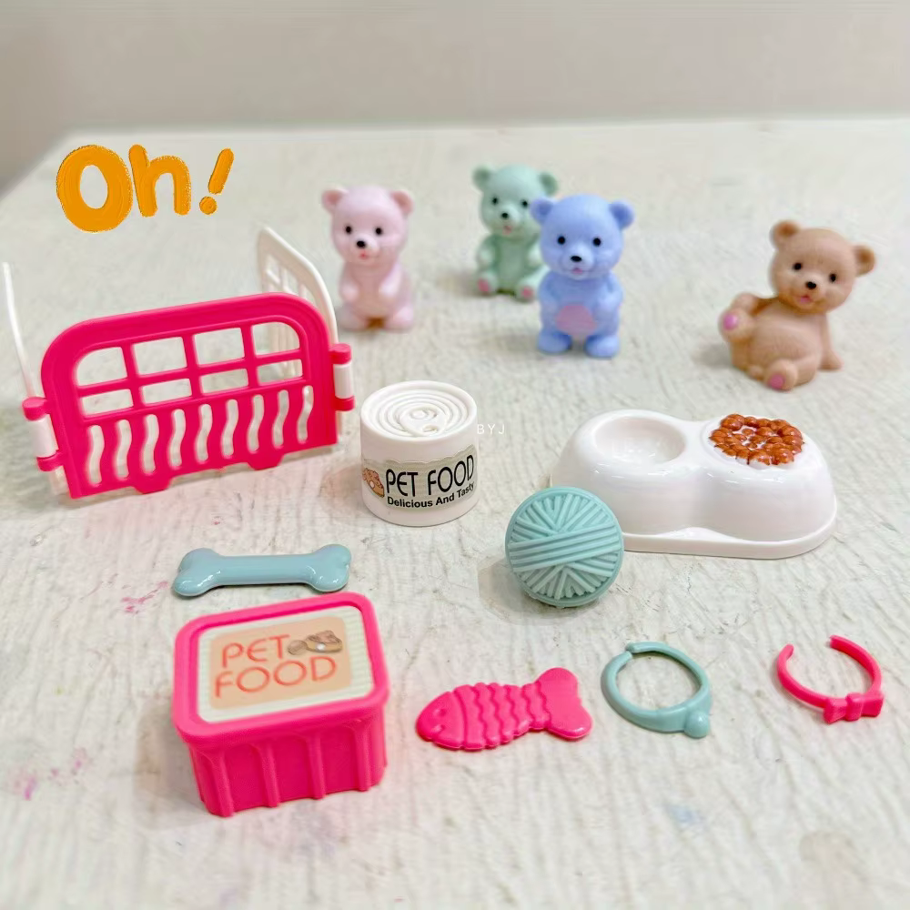 Children's Play House Toys with Teddy Bears Pet Bathrooms Scene Little Girls Family Pet Toys Gift for Kids — image 2