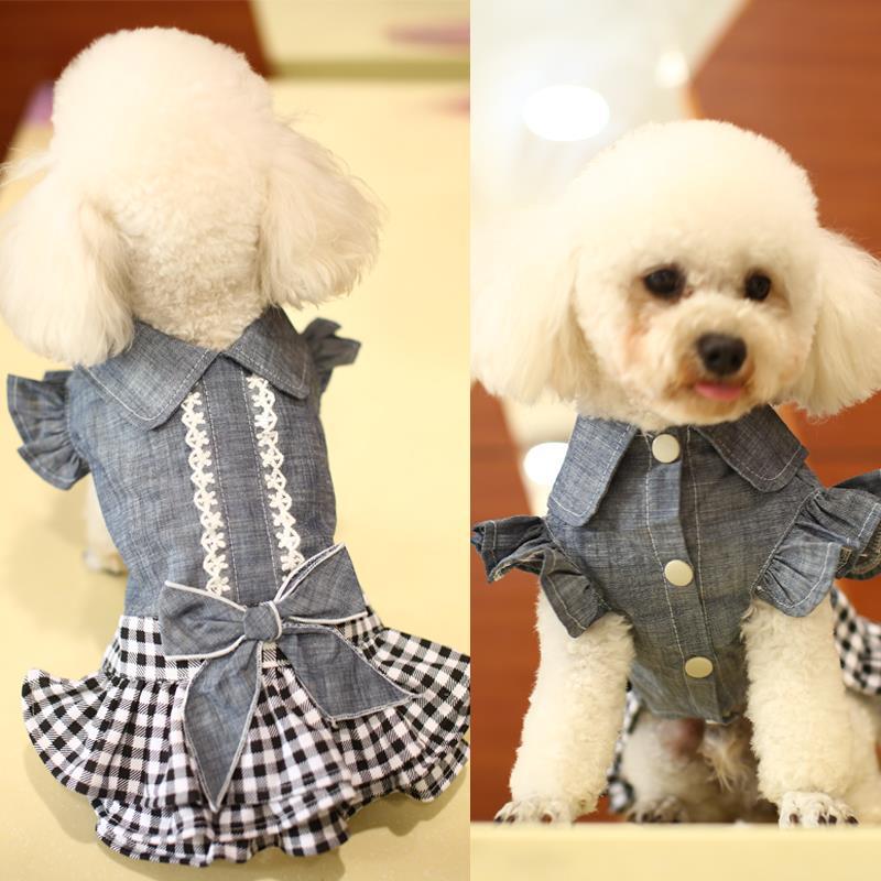 Teddy Small Dog Pet Denim Skirt Dog Clothes Spring And Summer Thin Breathable Princess Skirt — image 1