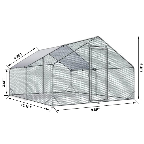 Large Metal Chicken Coop Walk-in Poultry Cage Hen Run House Rabbits Habitat Cage Spire Shaped Coop With Waterproof And Anti-Ultraviolet Cover 13.1L X 9.8 W X 6.4H — image 3