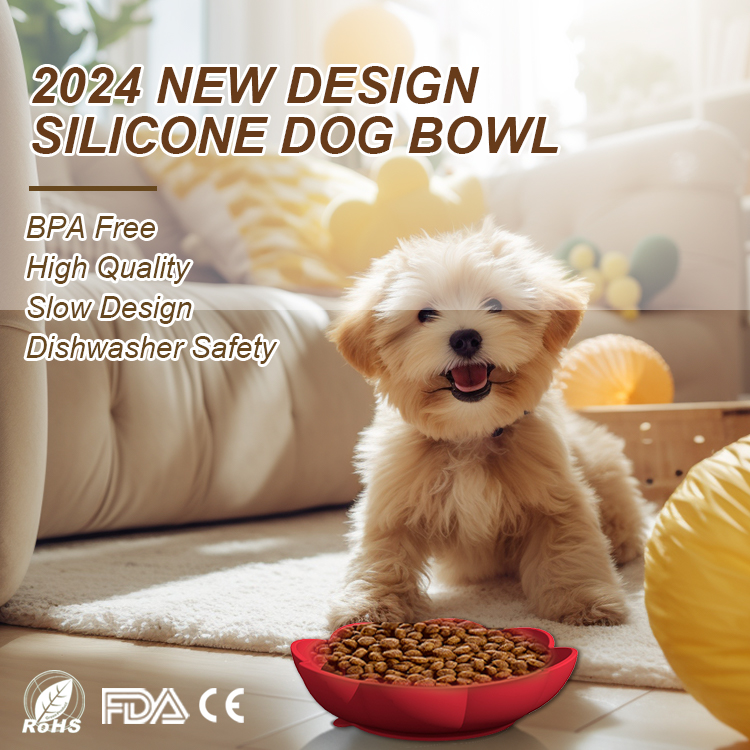 New Portable Dog Bowl Pet Feeder Licking Silicone Dog Bowl Slow Feeder Flower — image 2