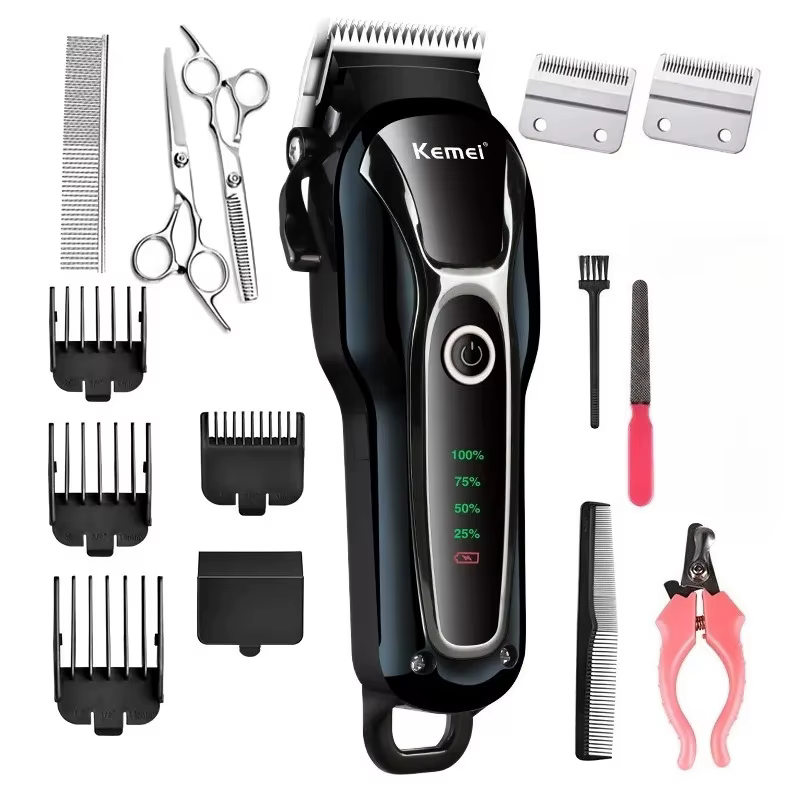 Kemei Rechargeable Professional Dog Hair Trimmer for Cat Cutter Grooming Machine Hair Remover Animal Hair Clipper for Pet — image 1