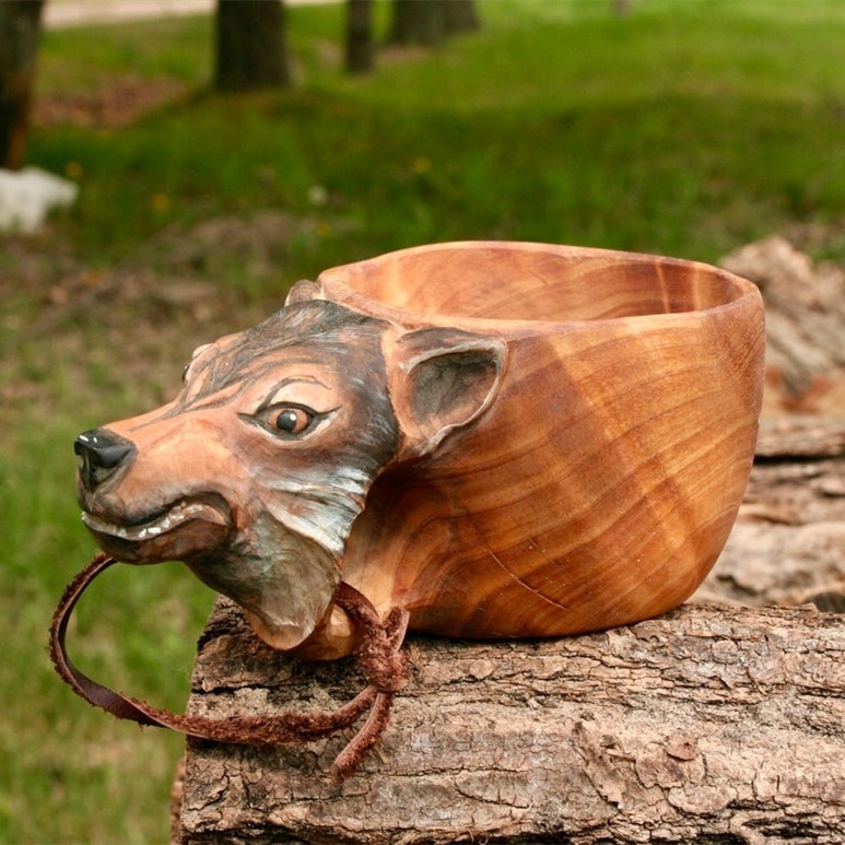 Taza de Madera Esculpidas a Mano - Kuksa Nórdica para Camping y Café — imagen 13