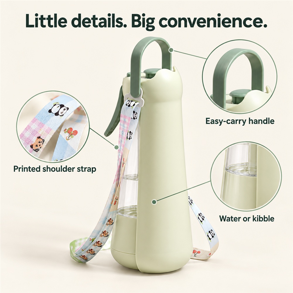 3in1 Dog Water Bottle With Mist Sprayer & Food Storage, Portable Pet Travel Water Dispenser For Walking Hiking Camping — image 2