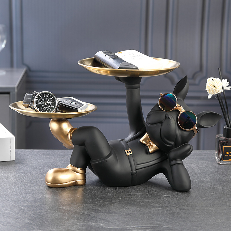 Creative Wealth Dog Ornament Entrance Key Storage Tray Desktop Candy Plate Home Decoration — image 10