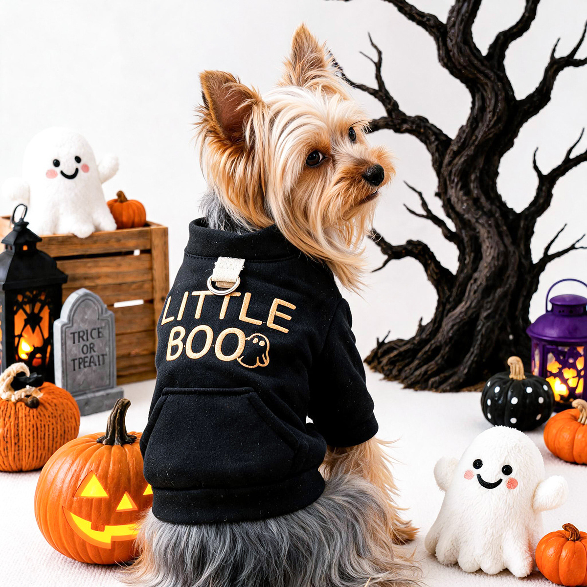 Pet Clothingfor Small Dogs and Cats - Black Halloween Sweatshirt for Teddy, Bichon, and Puppies — image 2