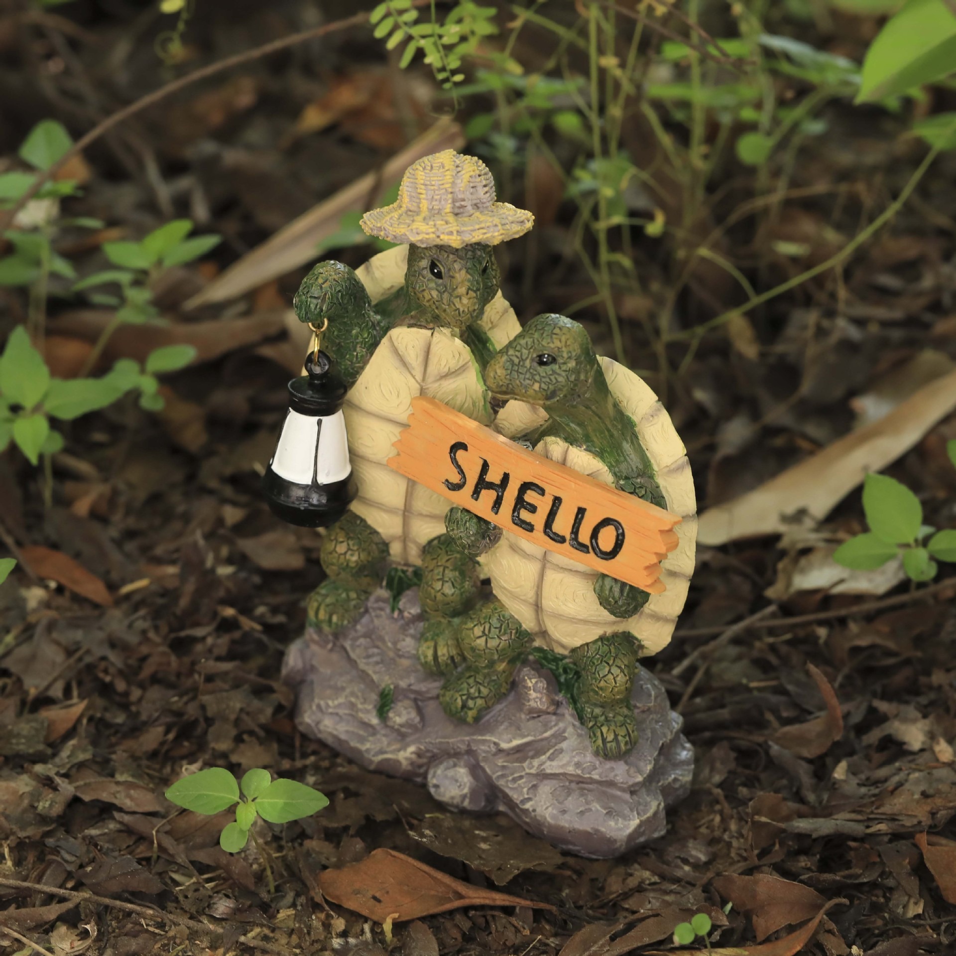 Decoración de Resina para Jardín: Pareja de Tortugas al Aire Libre con Señales — imagen 3