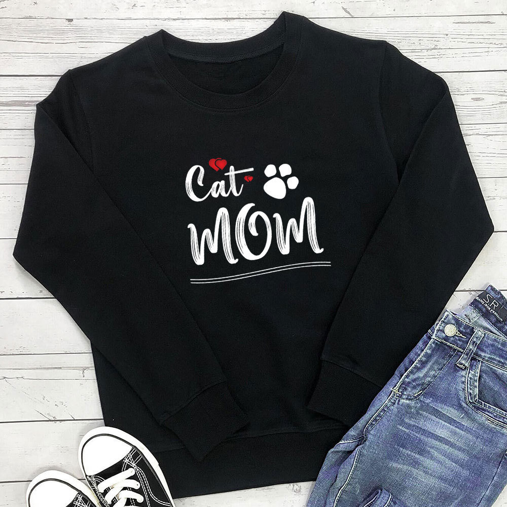 Cat Mom letter cat paw print hoodie — image 4
